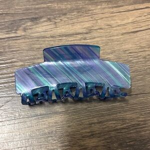 Striped Blue and Purple Hair Claw Clip